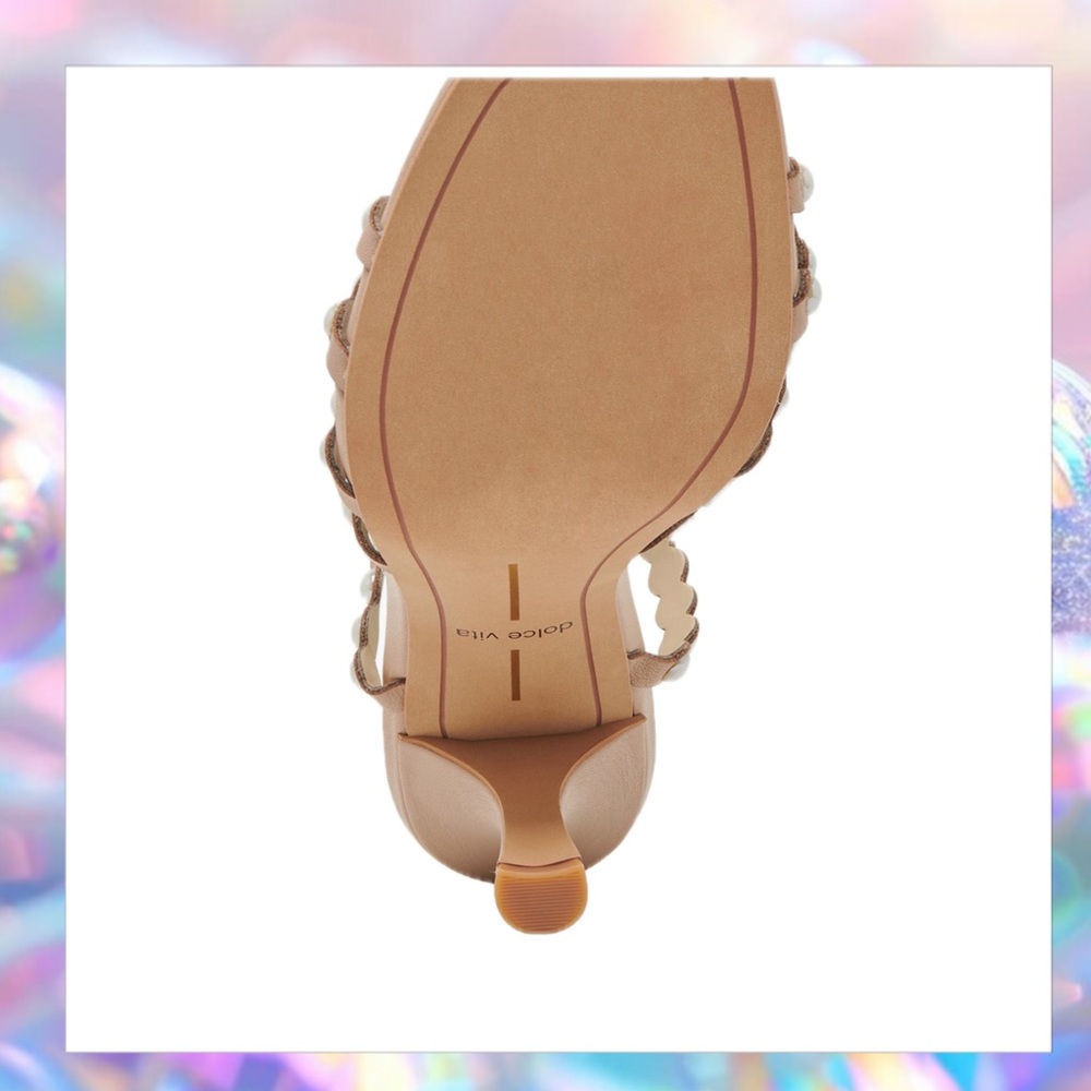 Dolce Vita Pearl-Embellished Nude Heels Size 7 New - Picture 6 of 8